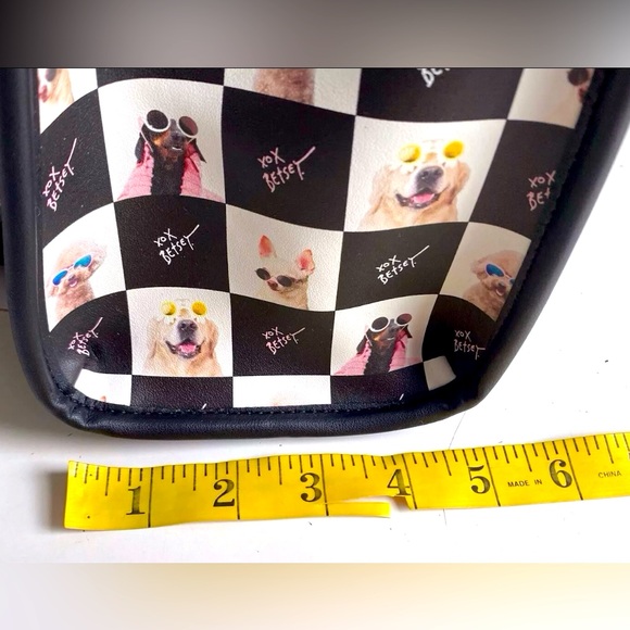 Betsey Johnson NWT Black White Checkered Dog Satchel Crossbody Purse (J - Picture 10 of 15